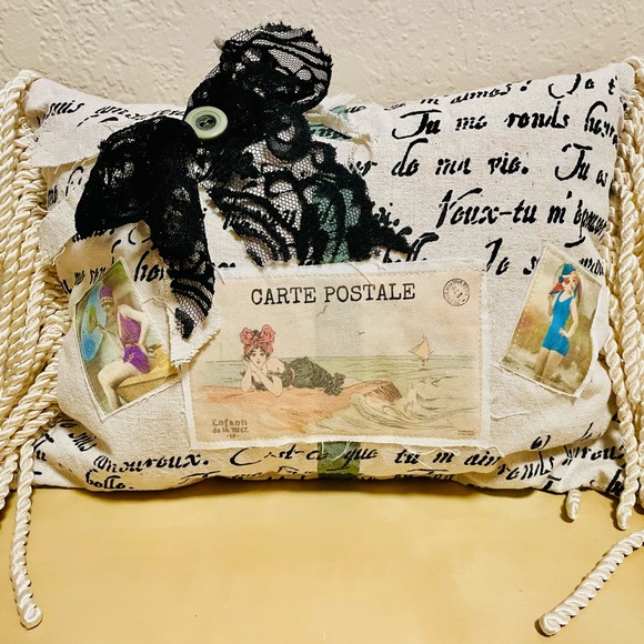 Handmade 20’s Flapper Bathing Beauties Small Throw Pullow 14” X 10” Shabby Chic - Picture 1 of 6